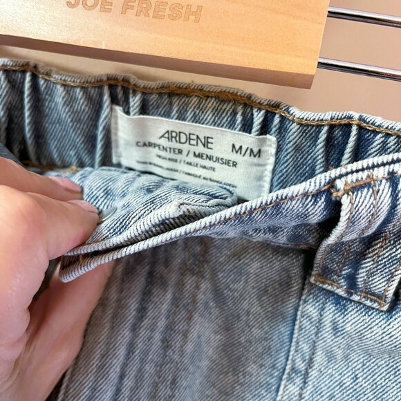 NWOT JEAN High Rise Denim Carpenter Shorts with elastic back waist Sz M - Picture 10 of 11